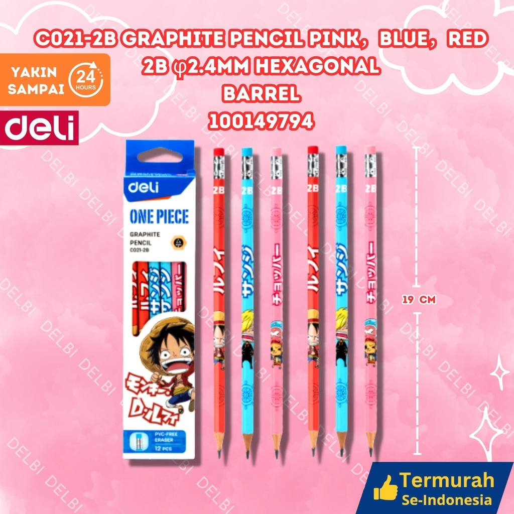

C021-2B Graphite pencil Pink Blue Red 2B 2.4mm Hexagonal Barrel DELI PENSIL