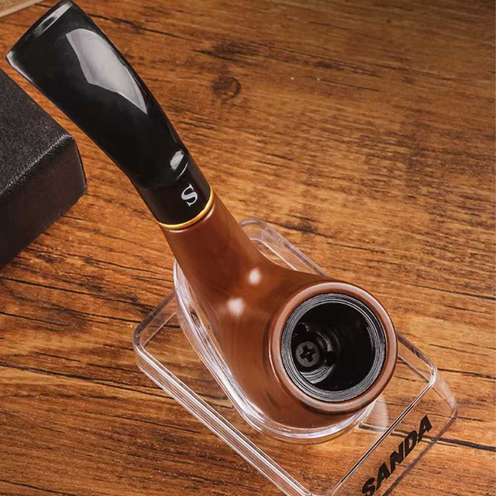 NEW PREMIUM SANDA Pipa Rokok Tembakau Cangklong Tobacco Pipe Resin Ebony Wood - SD103