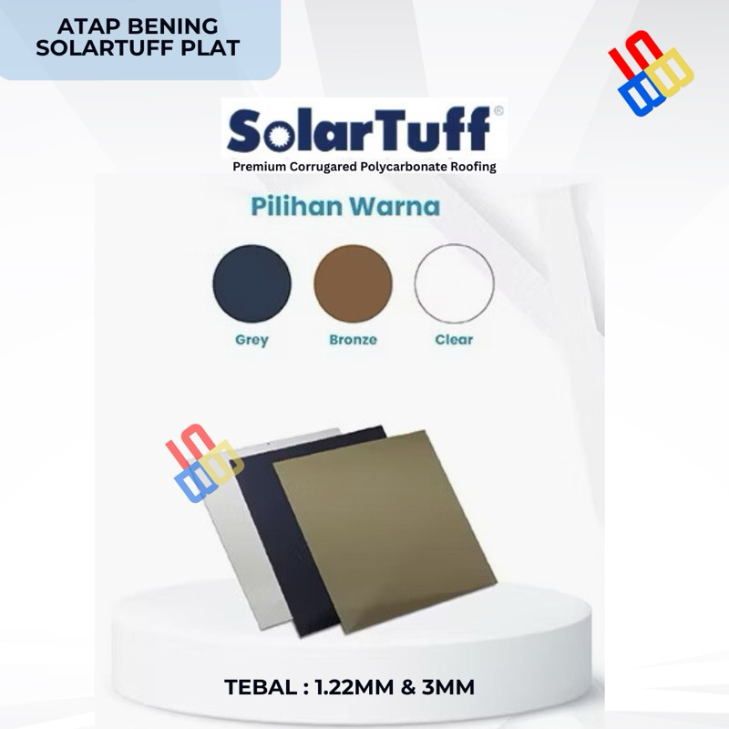 SOLARTUFF FLAT SOLID - Solarflat Polycarbonate Solid - Tebal 1.2mm 3mm /Kanopi Bening Transparan Teb