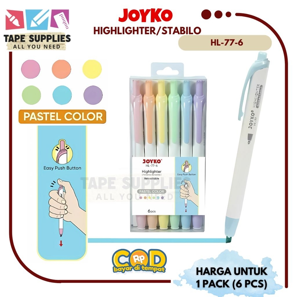 

(6PCS) HIGHLIGHTER / STABILO Penanda Warna Joyko - HL-77-6
