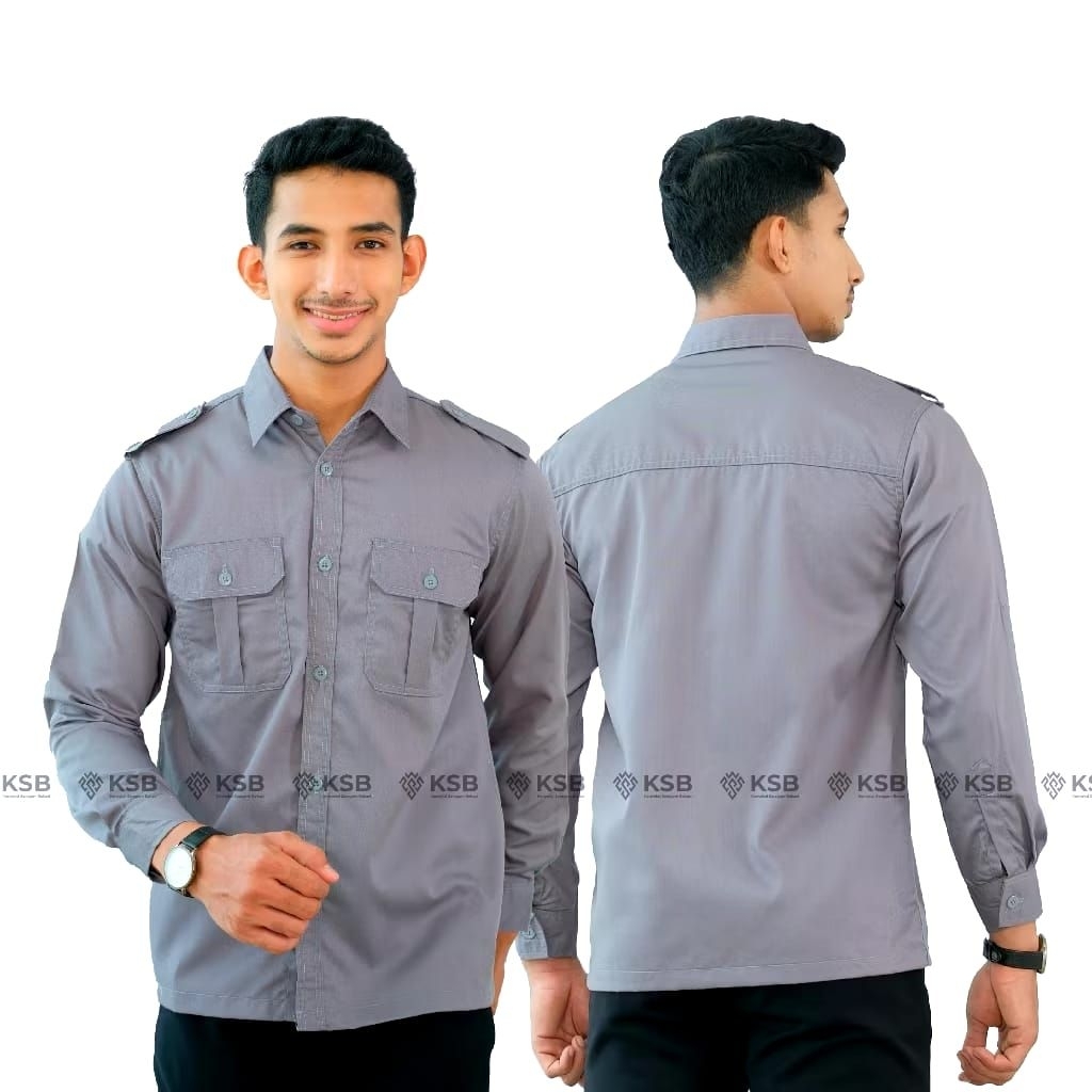 Baju Kemeja Tactical PDL Lengan Panjang Warna Abu Abu Pakaian Kerja Dinas Lapangan Outdoor