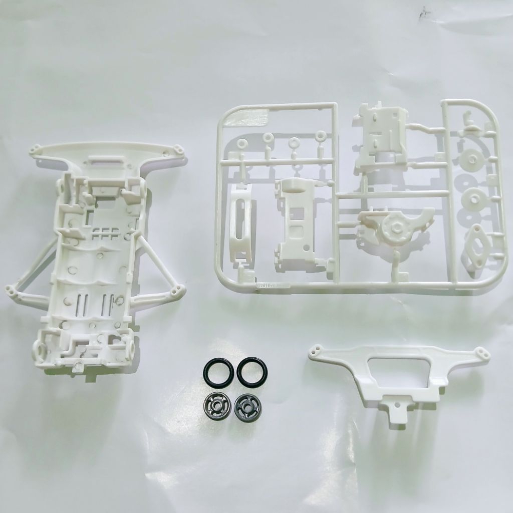 Rep Tamiya chassis Super FM set Gearbox + roller karet lengkap Super-FM SFM Putih