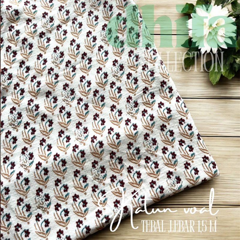 kain katun voal motif tepi / kain katun motif pinggir