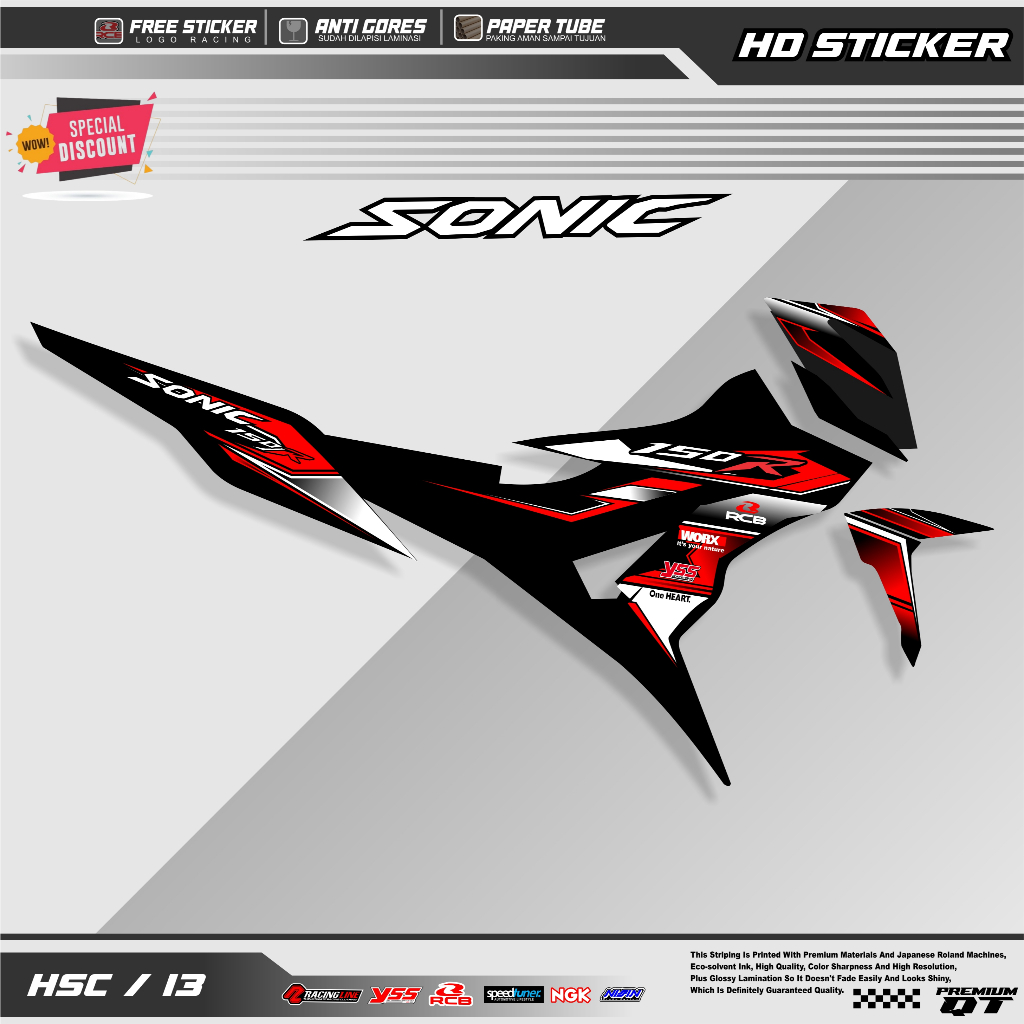 Striping Variasi Honda Sonic 150R / Sticker Honda Sonic variasi motif simple keren kode 13