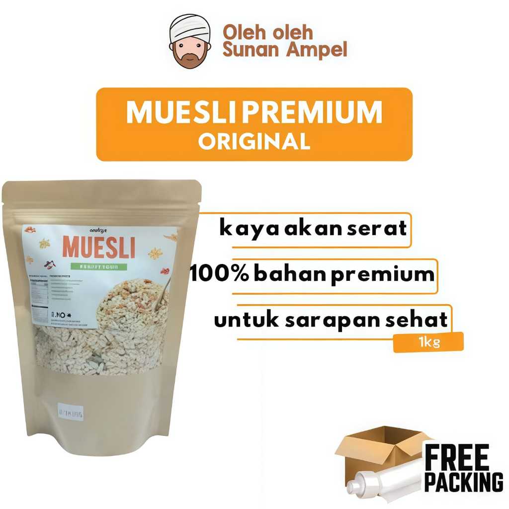 

Original MUESLI Fruit & Seed 1kg Sehat Bergizi Untuk Menu Sarapan membuat perut kenyang lebih lama