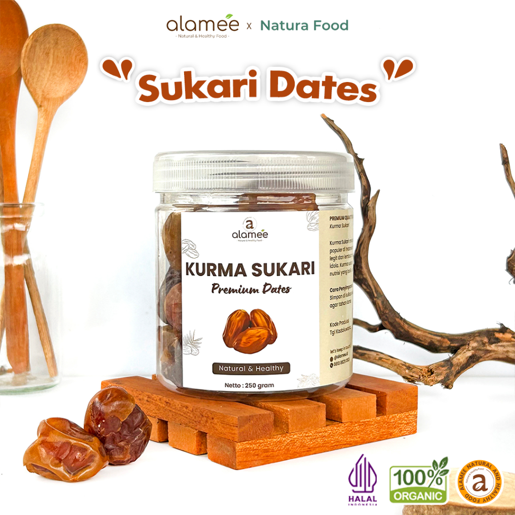 

ALAMEE Kurma Sukari Sukkari Dates 250 gram Premium Manis Lembut Manis Date Grade A Natura Food