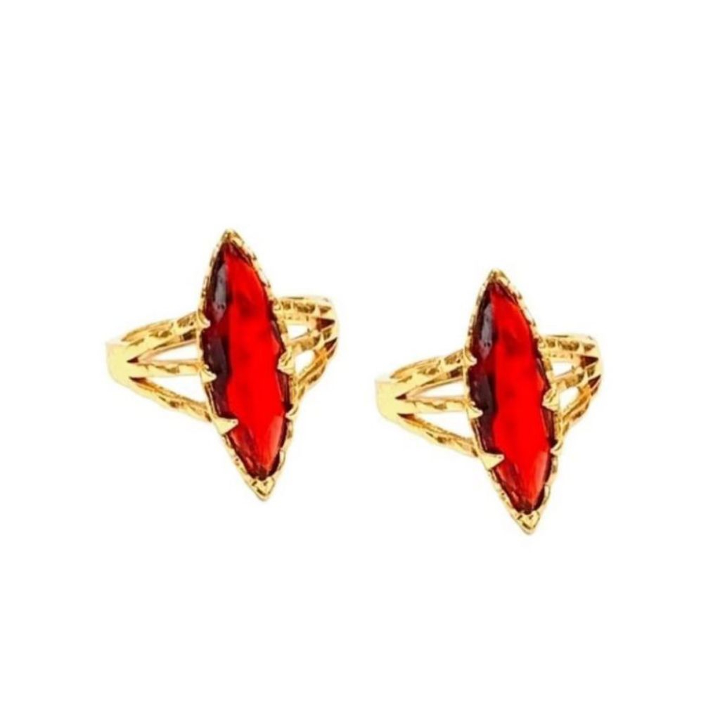 Cincin Batu Permata Merah Delima Lapis Emas