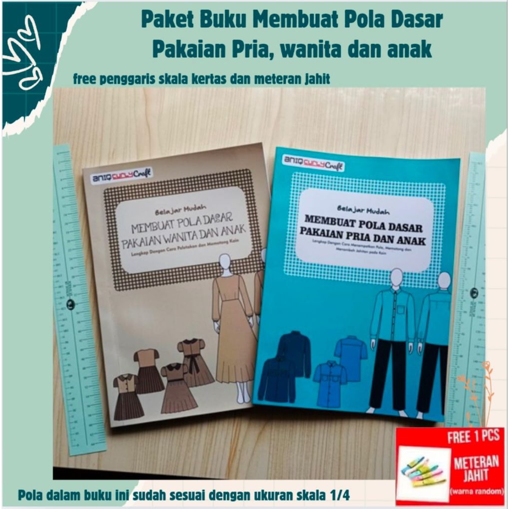 Paket buku membuat pola dasar baju pria, wanita dan anak