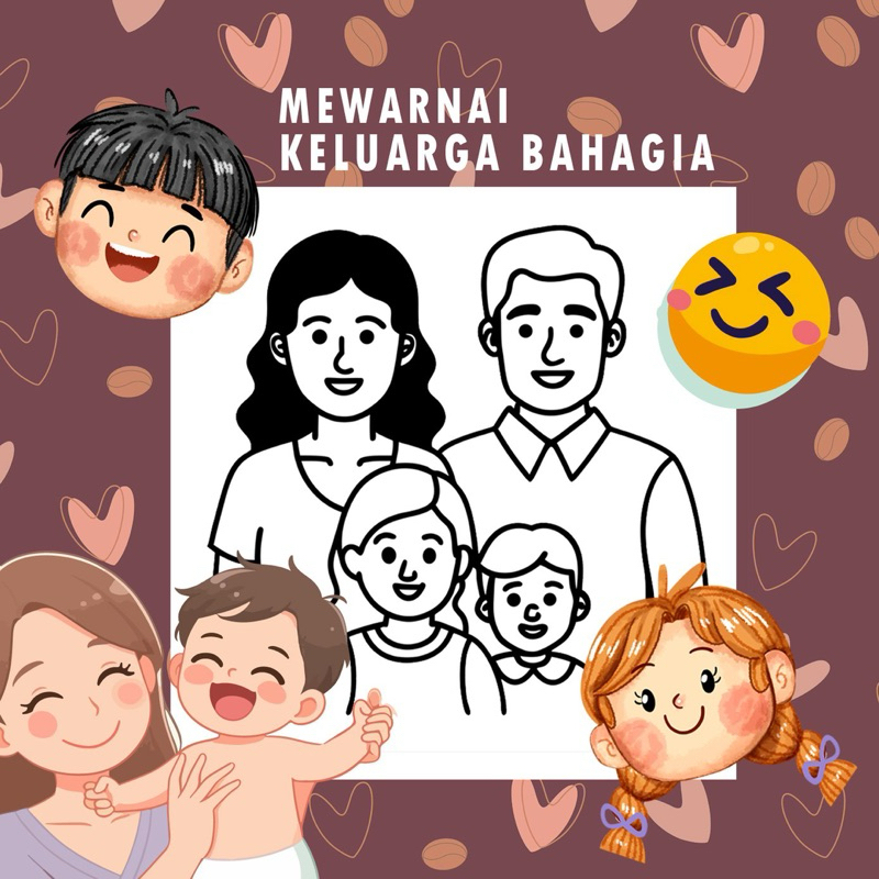 

25 Lembar A5 | Kertas Mewarnai Tema Keluarga Bahagia | 25 Kertas Mewarnai Berbeda