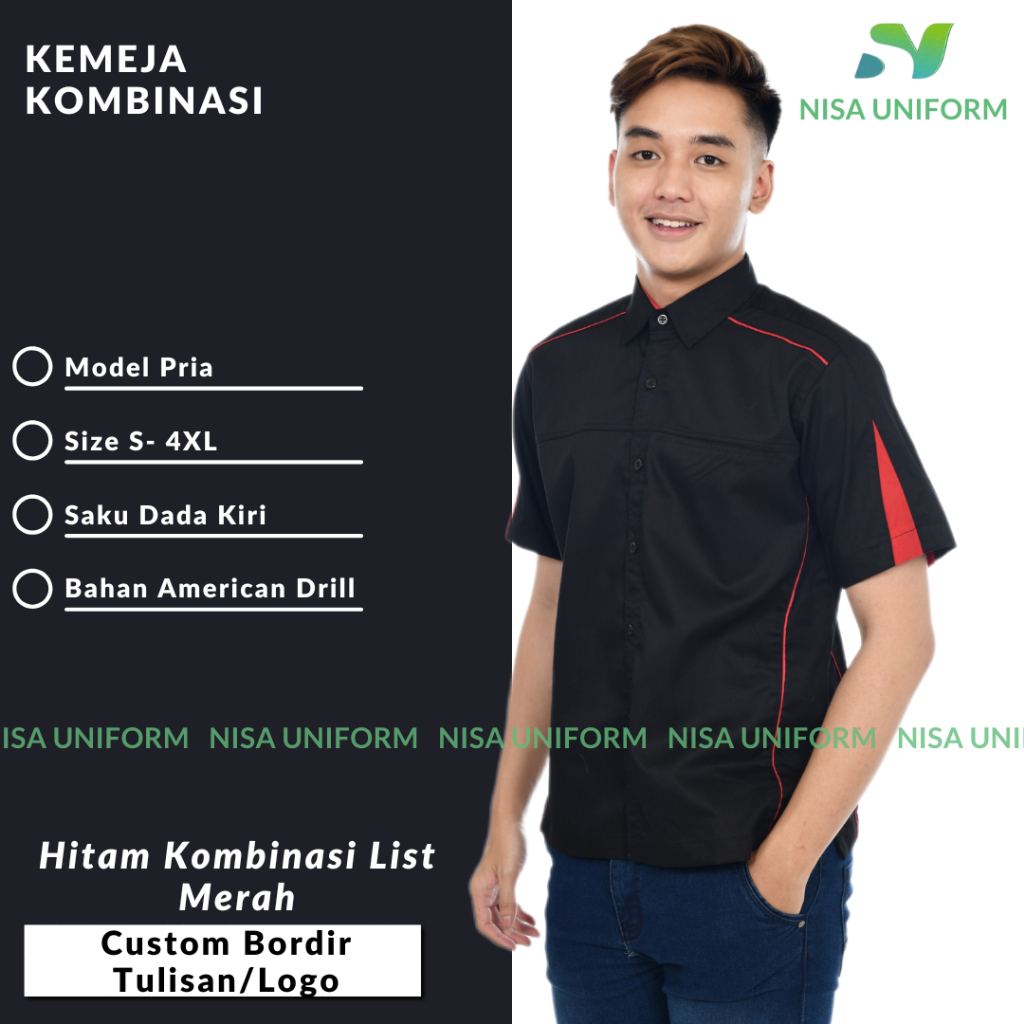 Custom baju kerja/baju kerja tambah bordir/baju restoran/seragam komunitas/kemeja karyawan kantor