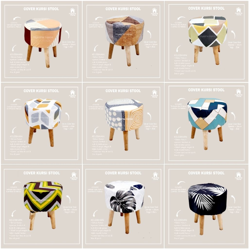 Cover Kursi Stool Bulat / Sarung Kursi Stool Bulat (TANPA KURSI)