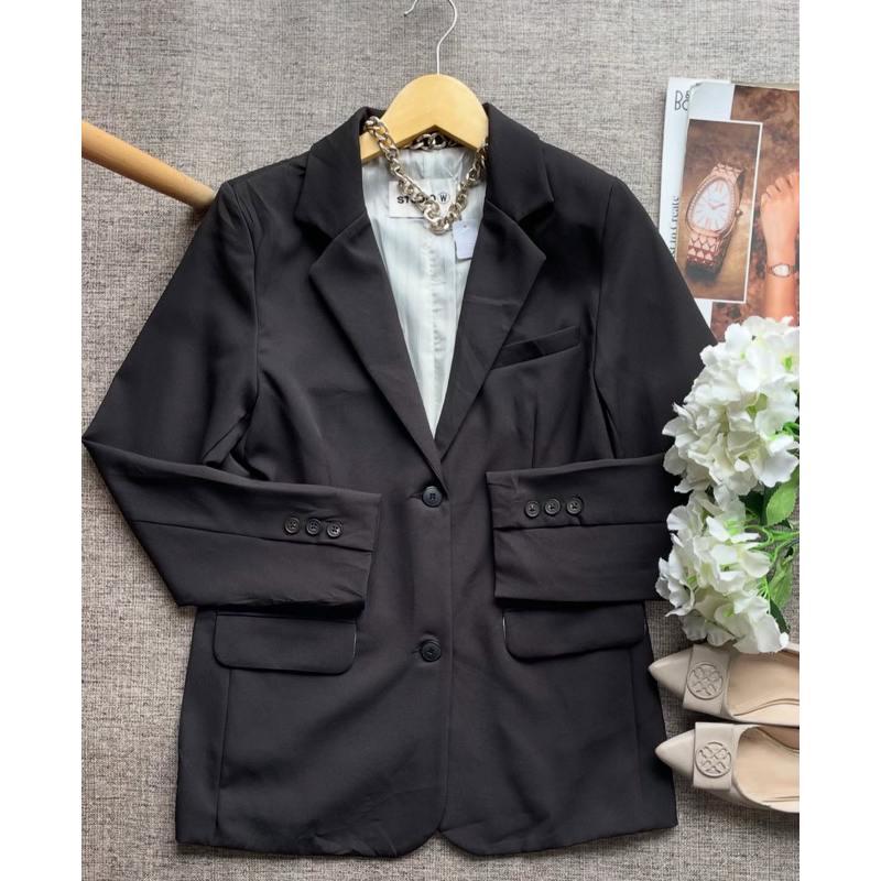 blazer wanita hitam oversize