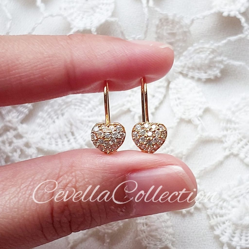 Anting Desi Perak Hati Lapis Emas 1 Gram