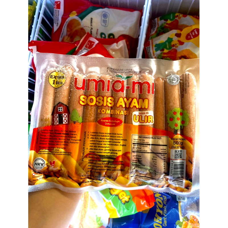 

Sosis Ayam & Sapi Kombinasi Umia-mi 500gr ( isi 20 biji ) / sosis frozen