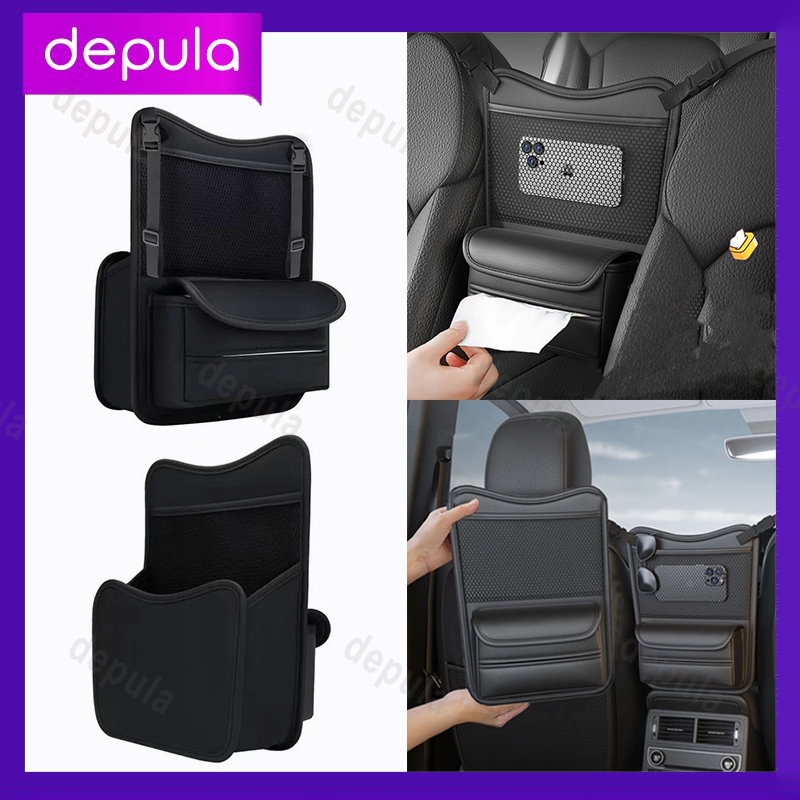 Dua Sisi Saku Saku Jaring Car Seat Organizer Multifungsi Tas Penyimpanan Mobil Kulit Tempat Tisu Mob