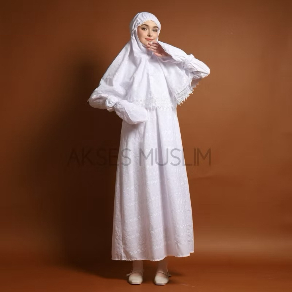 Gamis ihram wanita paket kumplit katun rubia