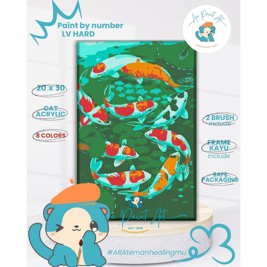 

Ara Paint Art IKAN KOI SERIES Paint by numbers kit I Painting I Painting by numbers I Kado Wisuda I Kado unik I Kanvas Lukis