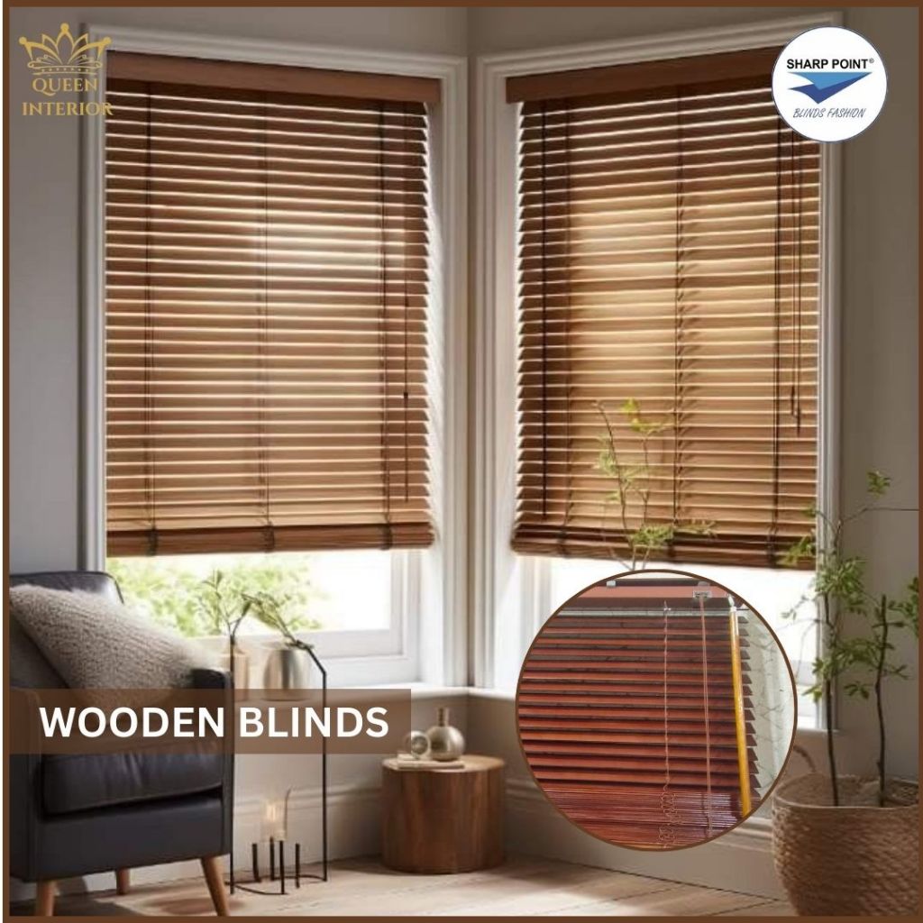WOODEN BLINDS - Tirai Kayu / Krei Kayu / Horizontal Blinds - Sharp Point