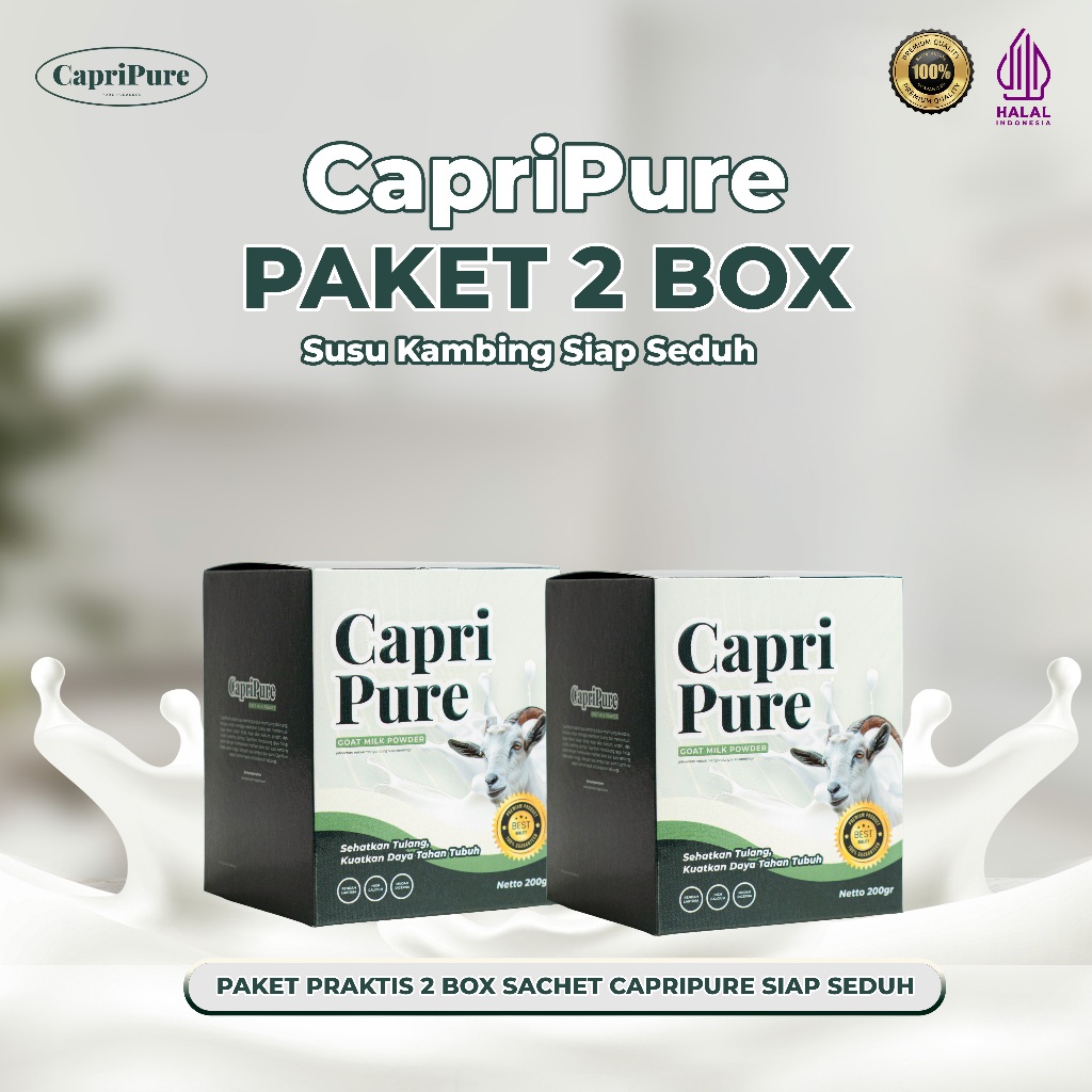 

CapriPure Paket Praktis 2 Box Sachet 200 Gr - Susu Kambing Siap Seduh