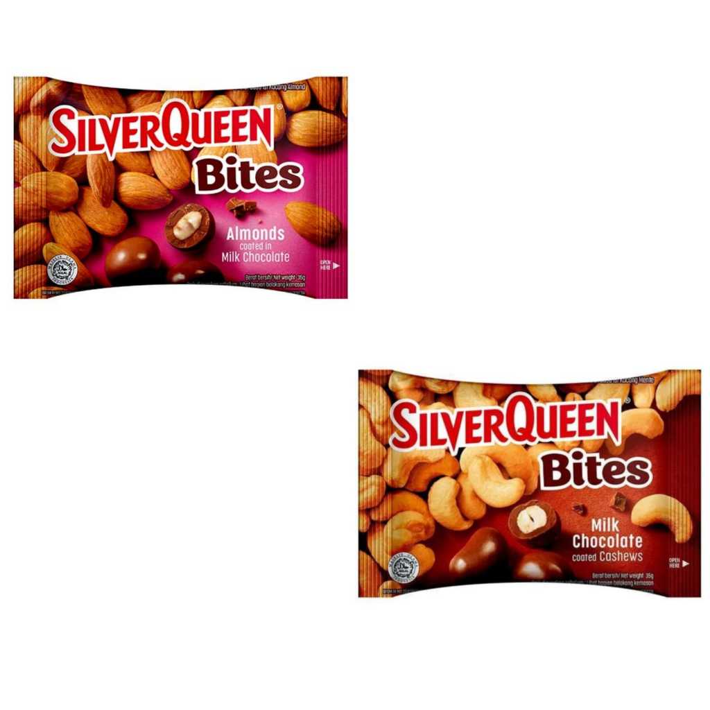 

Silverqueen Bites 30gr Almonds coated in Milk Chocolate & Milk Chocolate coated Cashews