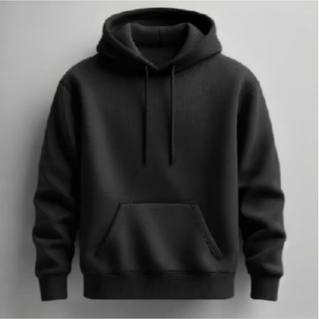 AKS_jaket hoodie polos hitam pria wanita sweatear polos original premium