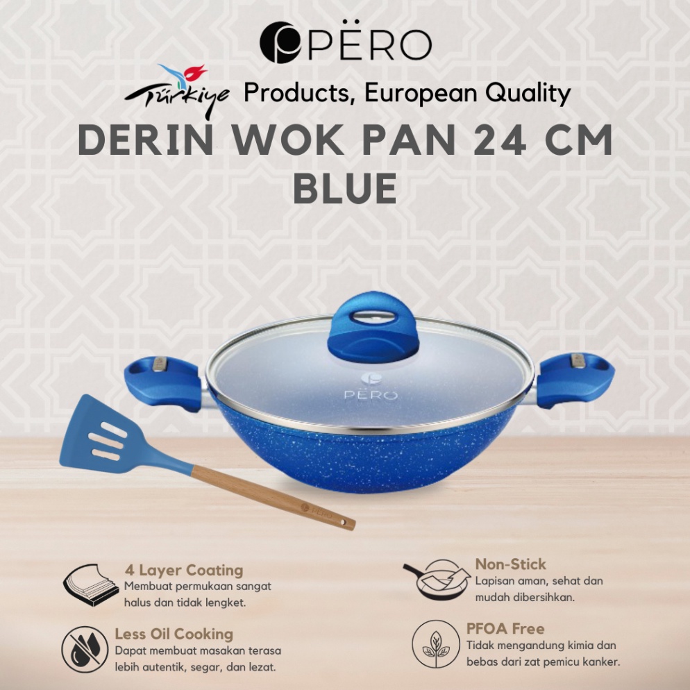 KODE D18V Promo Exclusive Pero Derin Woky Pan  Casserole 24cm with Lid Granite  Wajan Panci Penggore