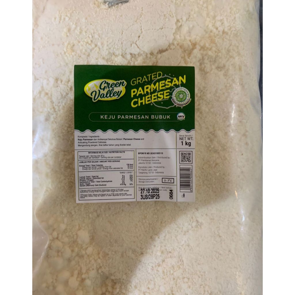 

Keju Parmesan Bubuk Green Valley | Grated Parmesan Cheese Green Valley 1 Kg -TERMURAH-
