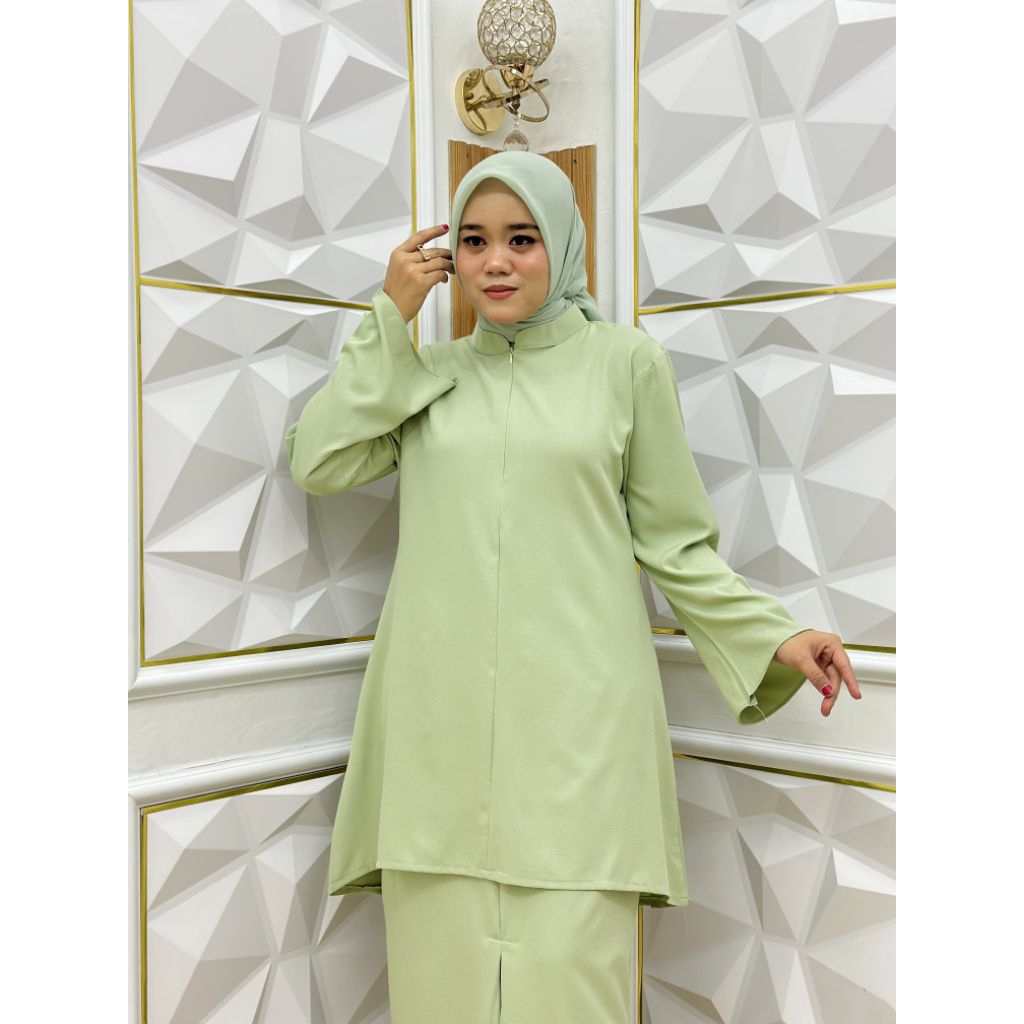 Nazwa One Set Kurung Melayu Polos Wanita Bahan Lady Zara