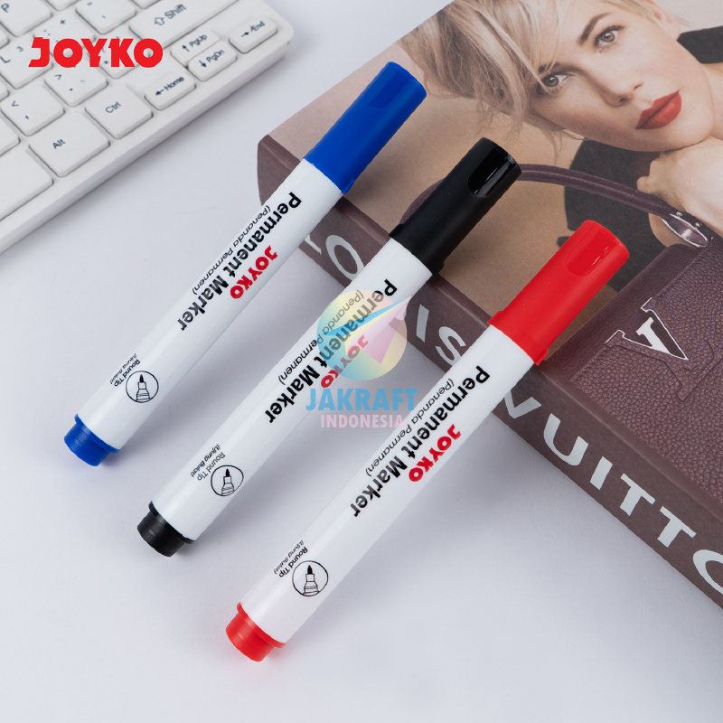 

(1 Pcs) Spidol Permanen Tidak Bisa Dihapus JOYKO PM-67 Hitam Black / Biru Blue / Merah Red Permanent Marker Segala Permukaan Kering
