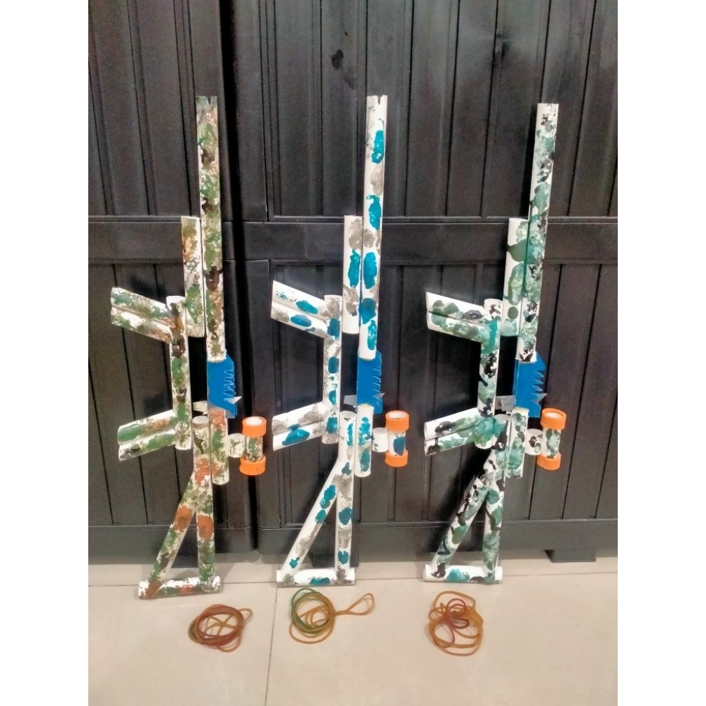 Mainan Tembakan Paralon / Mainan tembak PVC Peluru Karet Mudah di Gunakan Rubber Band Gun 5x tembak 