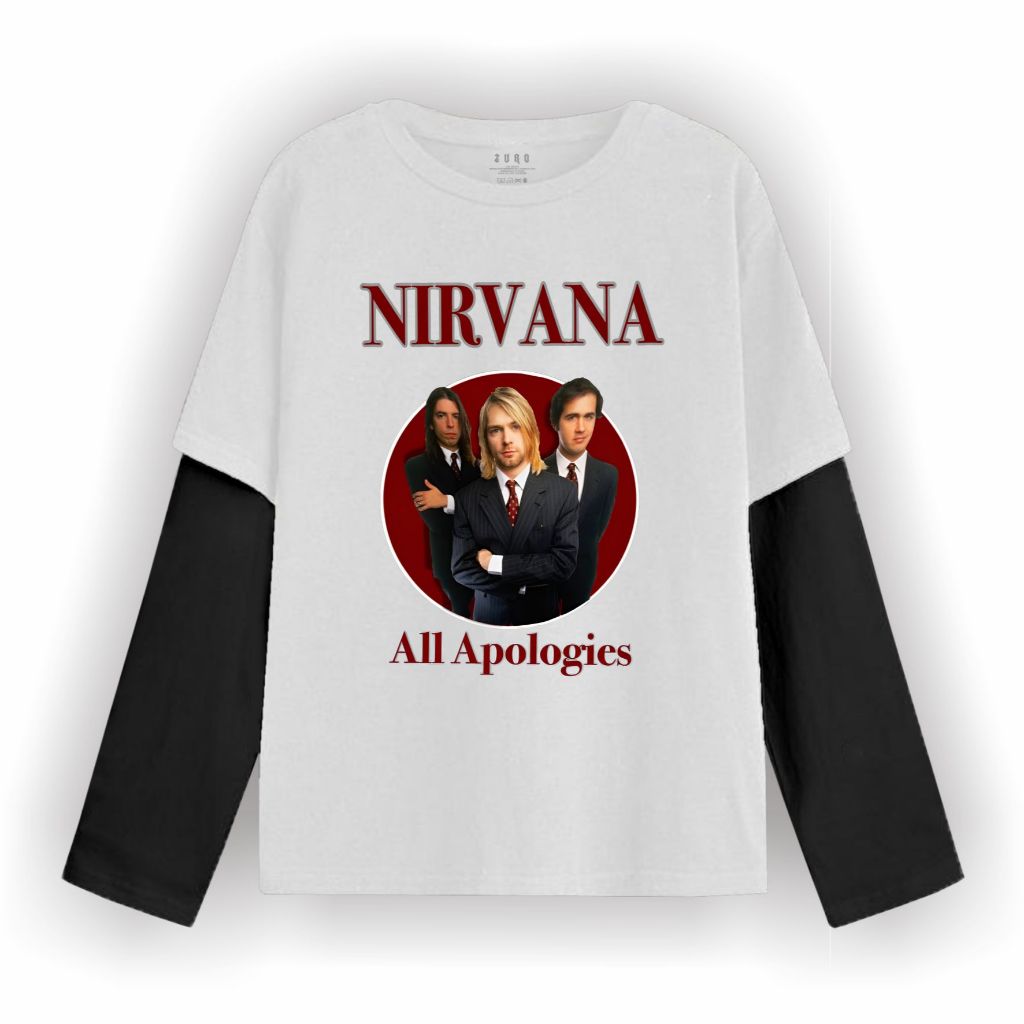 Arsic T-shirt Double layer Nirvana long sleeve  kaos pria wanita