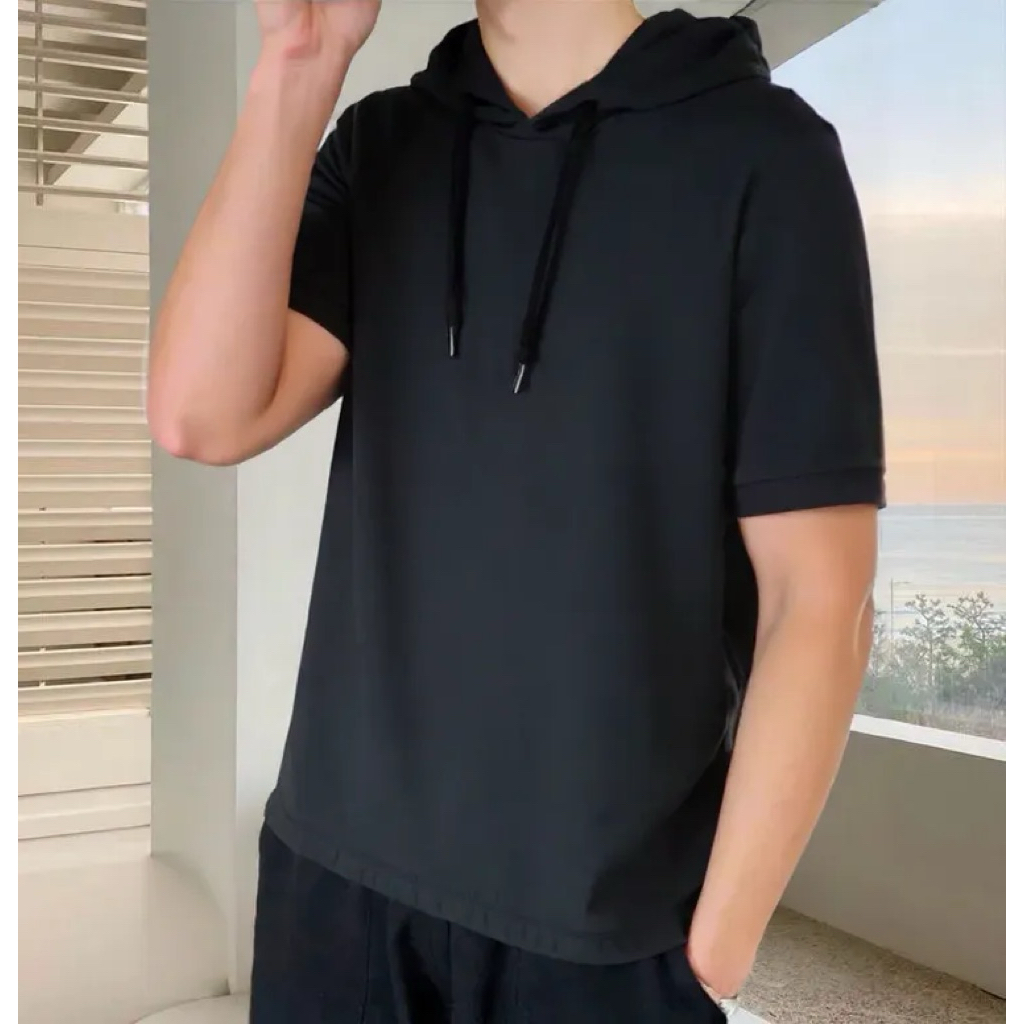 Jaket Hoodie pria Lengan pendek  baju kaos Hoodie pria Hoodie kupluk Lengan pendek
