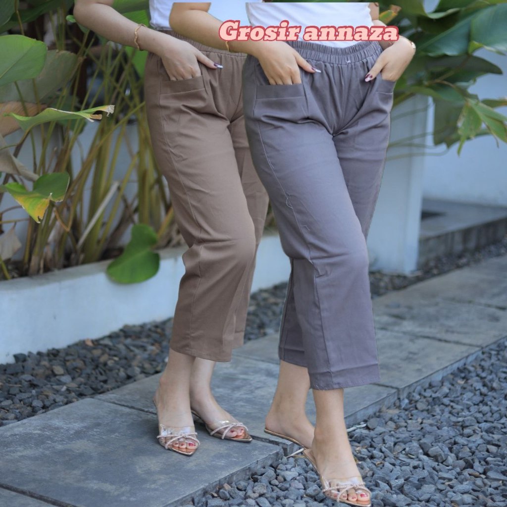 WILLOW PANTS / CELANA PANJANG WANITA CELANA WANITA JUMBO PINGGANG KARET - SASHA CROP PANTS