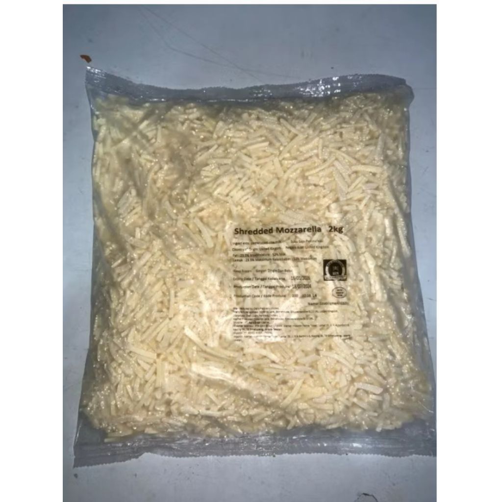 

Mozzarella Shredded Frozen Import dari UK kualitas premium