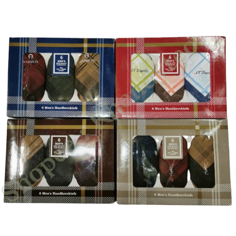 Sapu Tangan Pria Branded Lembut 6pcs Warna GelapTerang KODE B3S2