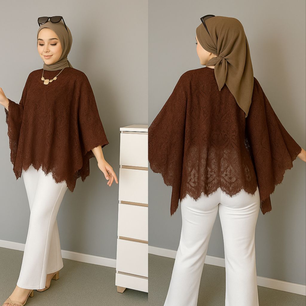 COD outer brokat chantilly cape kimono / outerwear brokat chantilly premium