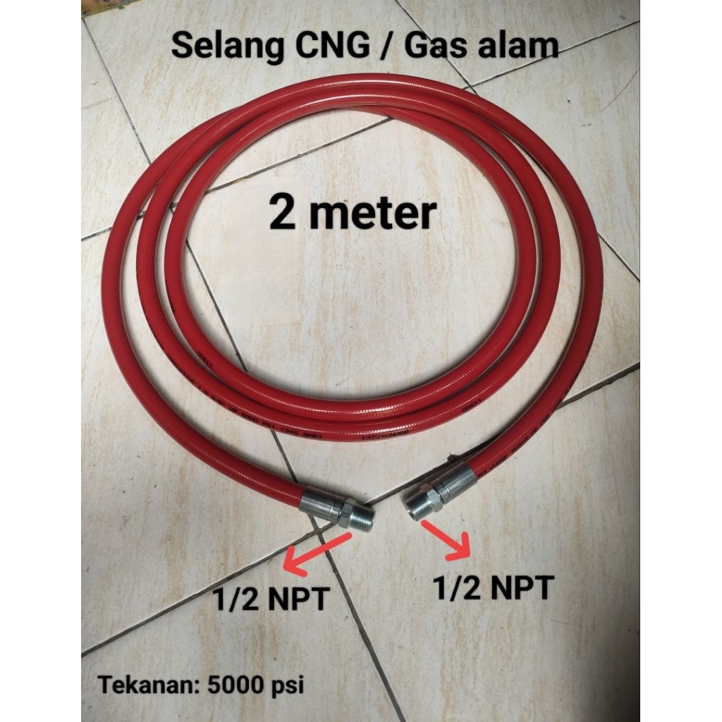 Selang CNG 3/8 Polyhose x 2 meter + 06-08 mb + 06-08 mb