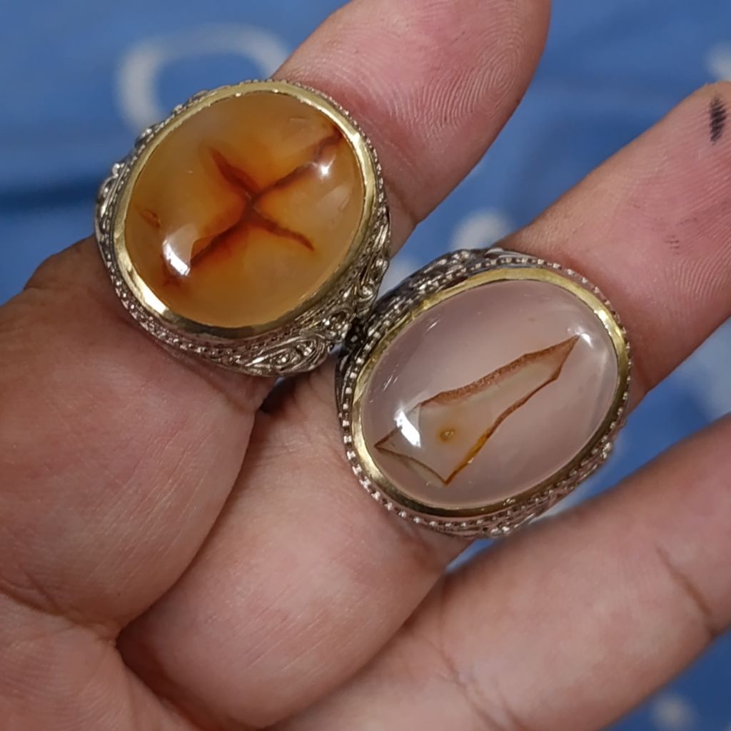 CA 77 Cincin Akik Batu Sulaiman Motif tapak jalak dll