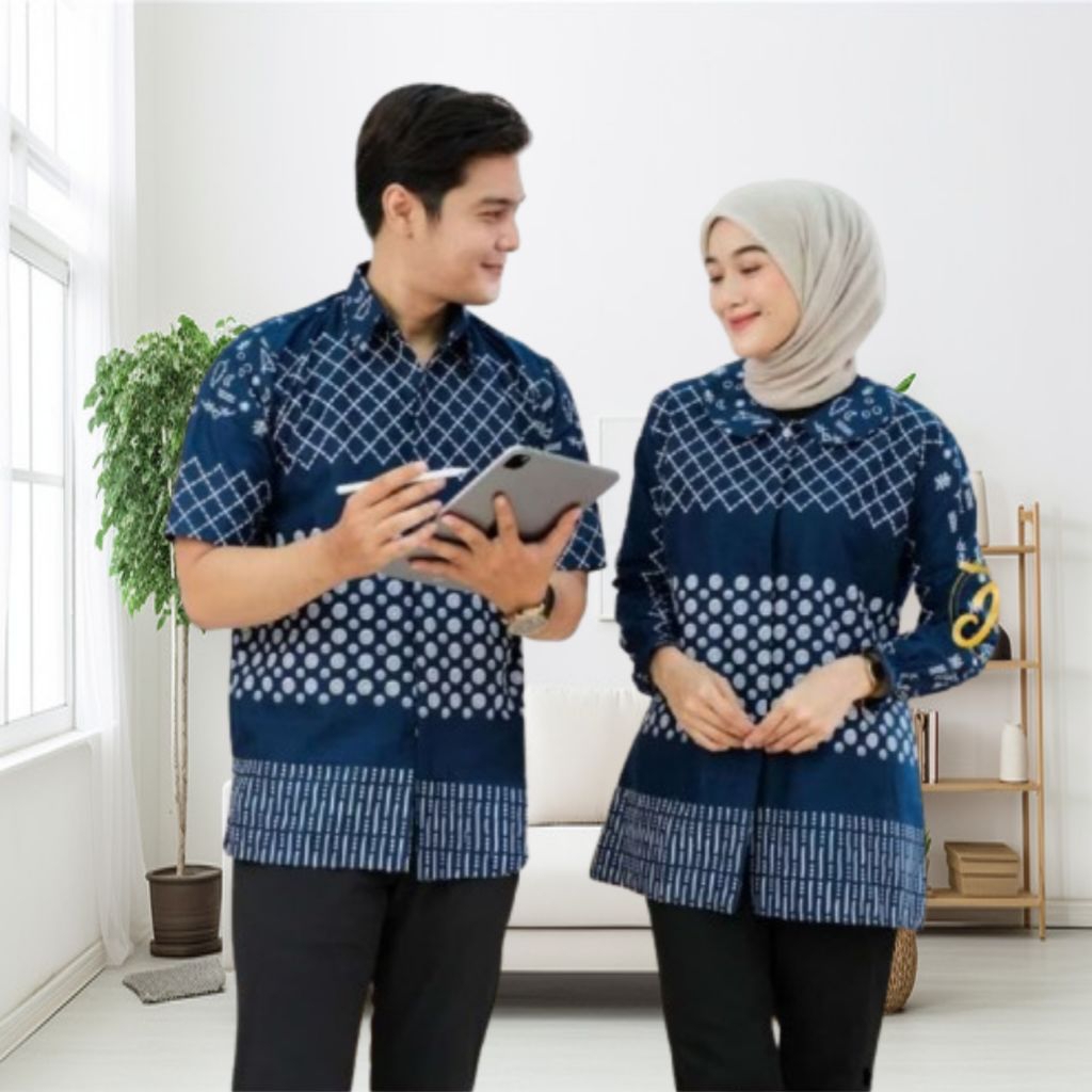 Coupel Tunik Batik Hem Atasan Pria Wanita Seragam Kantor Baju Kondangan
