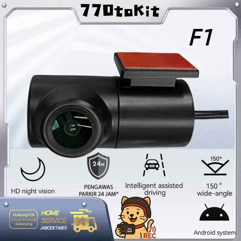 [Lokal Stok]Dashcam model F1-1080P+Night Vision LiveControl Rekaman via Aplikasi, Garansi ResmiKamer