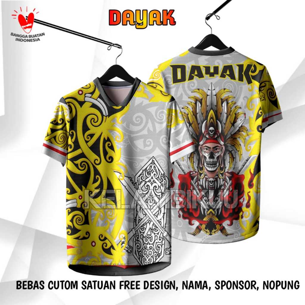 JERSEY MOTIF BATIK KALIMANTAN DAYAK TERBARU/BAJU KAOS MOTIF DAYAK KALIMANTAN/JERSEY KHAS DAERAH
