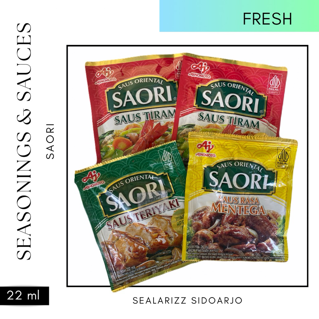 

Saori / Saori Saus Tiram / Saori Saus Mentega / Sapri Saus Teriyaki / Saori Saus Bulgogi / Saos Bulgogi / Saos BBQ / Saos Mentega