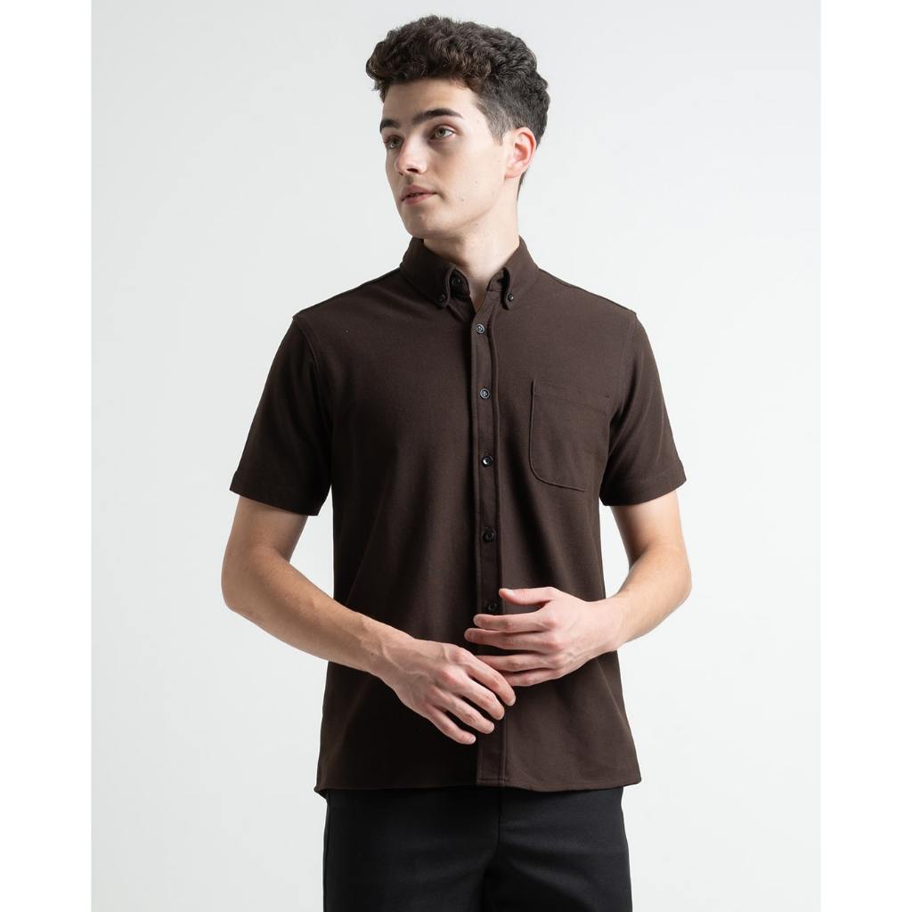 HSRM - Pique Basic Shirt Short Sleeves Brown Coffee