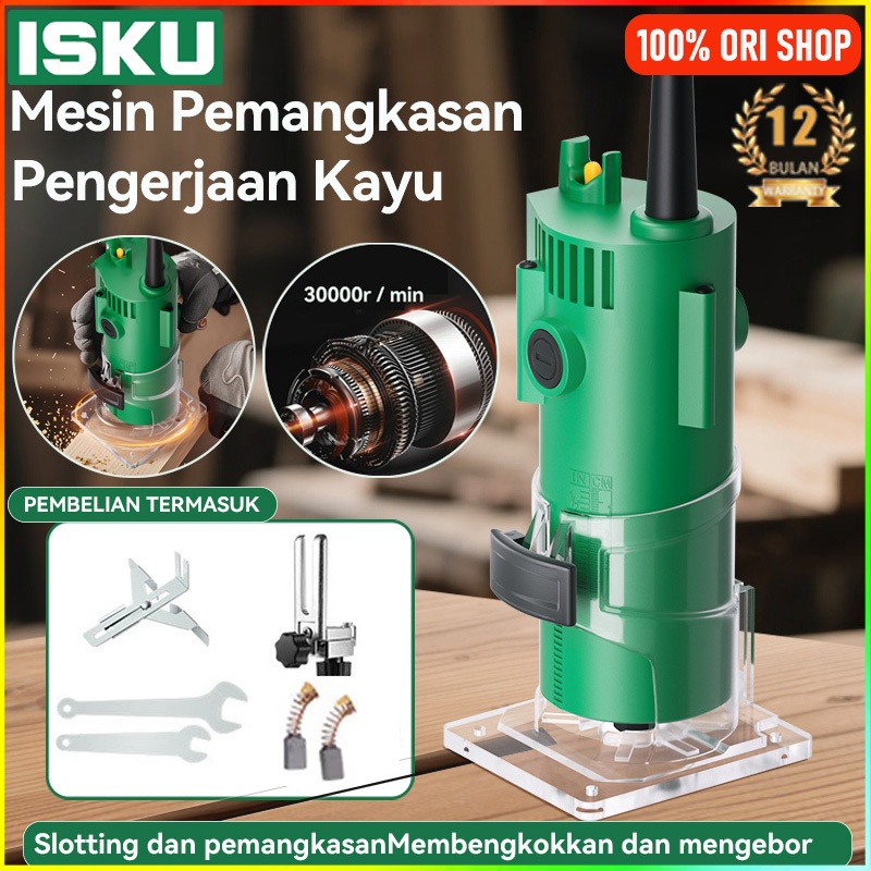 ISKU Mesin Profil Kayu Trimmer 400W Motor Tembaga Murni Mesin Profil Router Kayu Mesin Ukir Kayu Rou