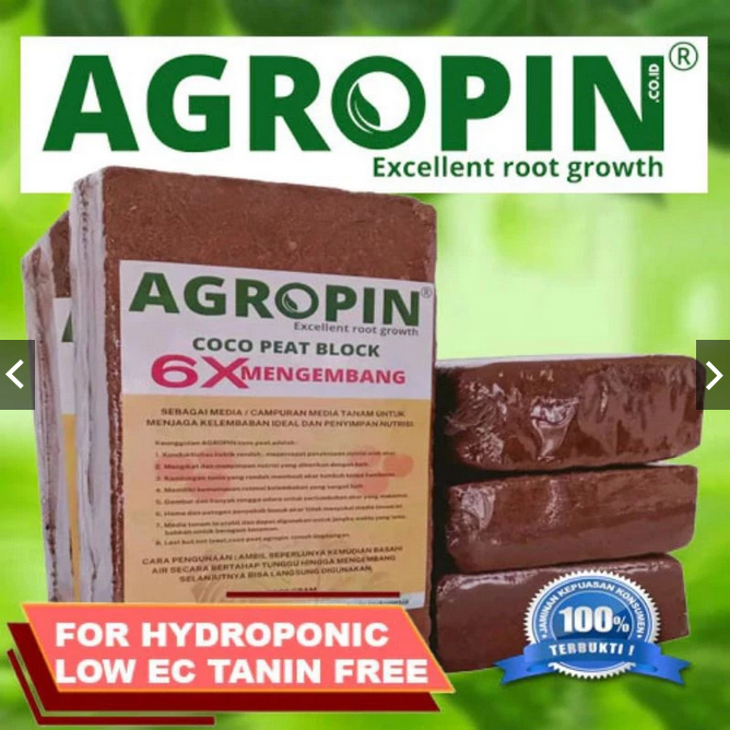 Media Tanam Cocopeat Premium Block 1kg Low EC - Agropin
