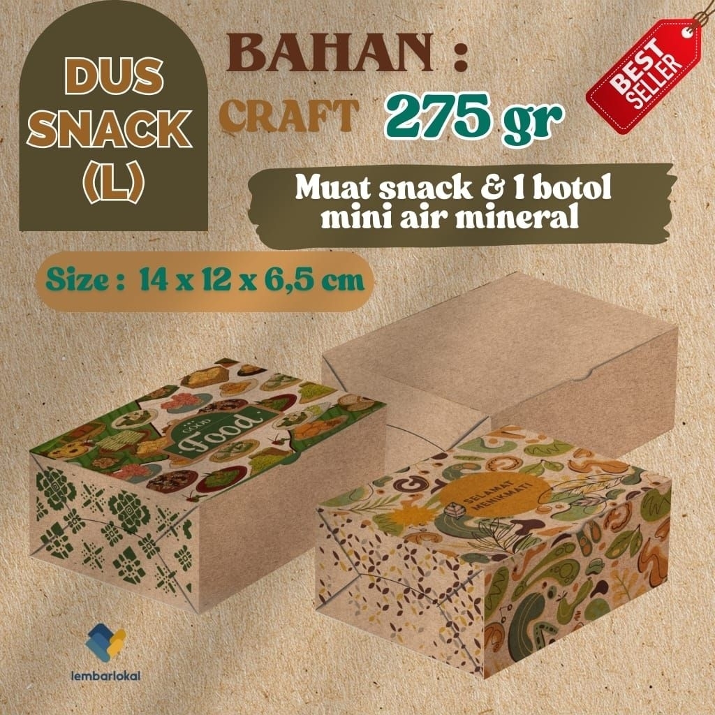 

Dus Snack (L) 14 x 12 x 6,5 cm | Snack Box Motif | Box makanan Craft | Box Kue jajanan