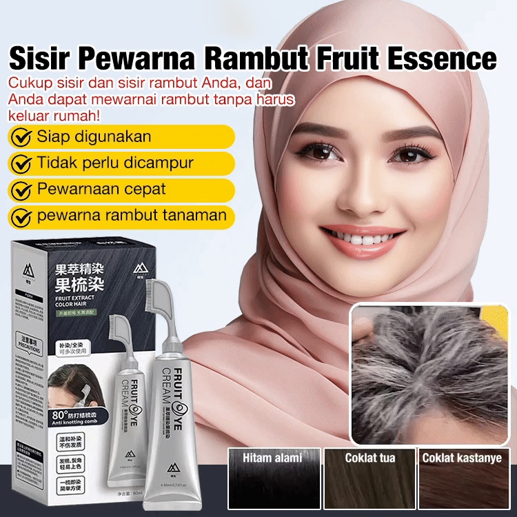 [Promo] Fruity Hair Color Cream Krim Pewarna Rambut Herbal Sisir Pewarna Rambut Essence Buah Hair Co