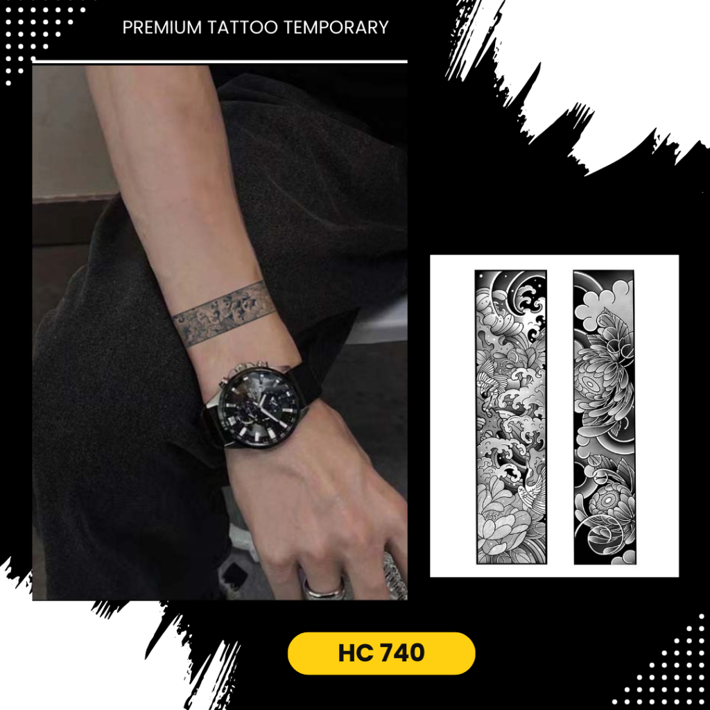 PREMIUM HC740 motif armband bunga Tato temporer tahan lama 1 bulan semi permanen fruit ink awet wate
