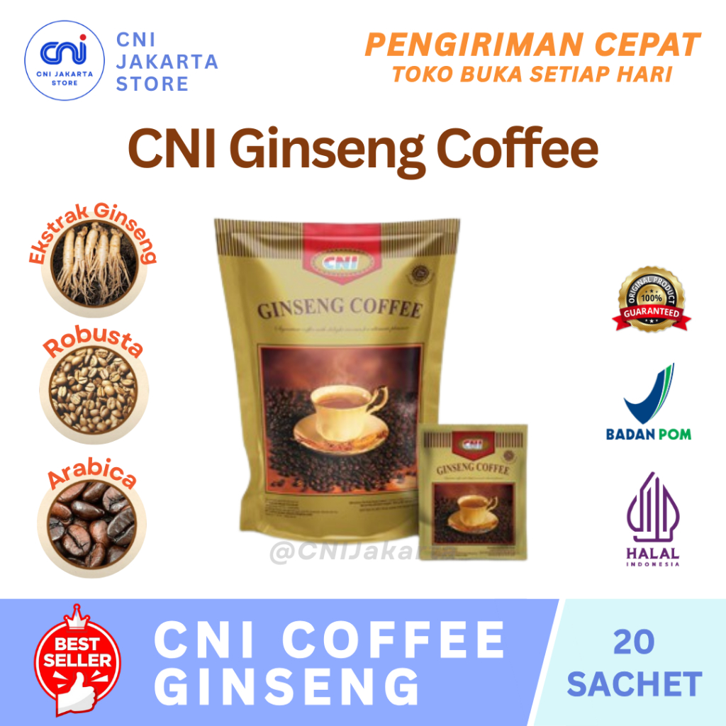 

CNI GINSENG COFFEE 20 Sachets - Kopi Ginseng CNI Original Expired 08/2026