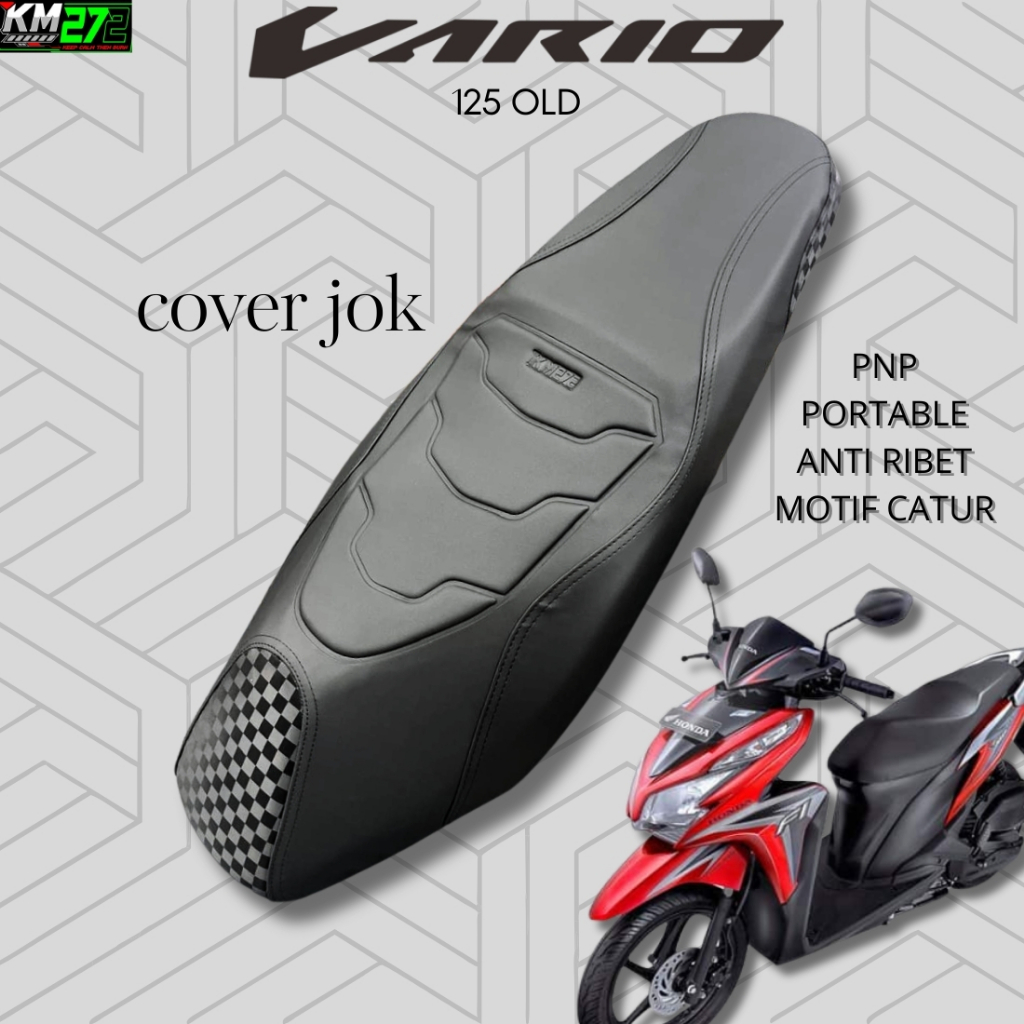 KM272 Cover Jok Motor Honda Vario 125 old 2012 sd 2015 / Sarung Jok Motor Vario 125 old Anti Ribet